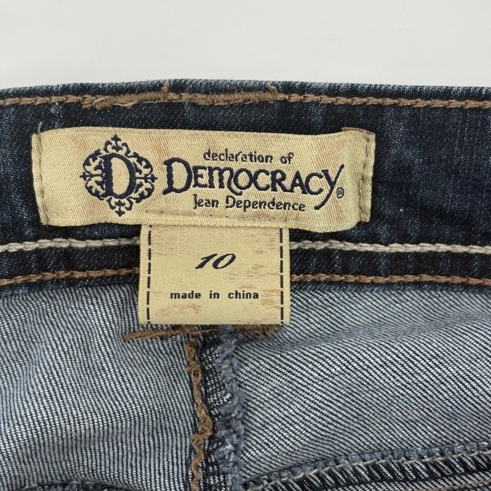 Democracy Straight Leg Ankle Jeans Womens 10 Dark Wash Embroidered - Picture 7 of 8